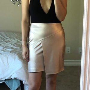 Dusty Rose Gold Metallic Pencil Skirt